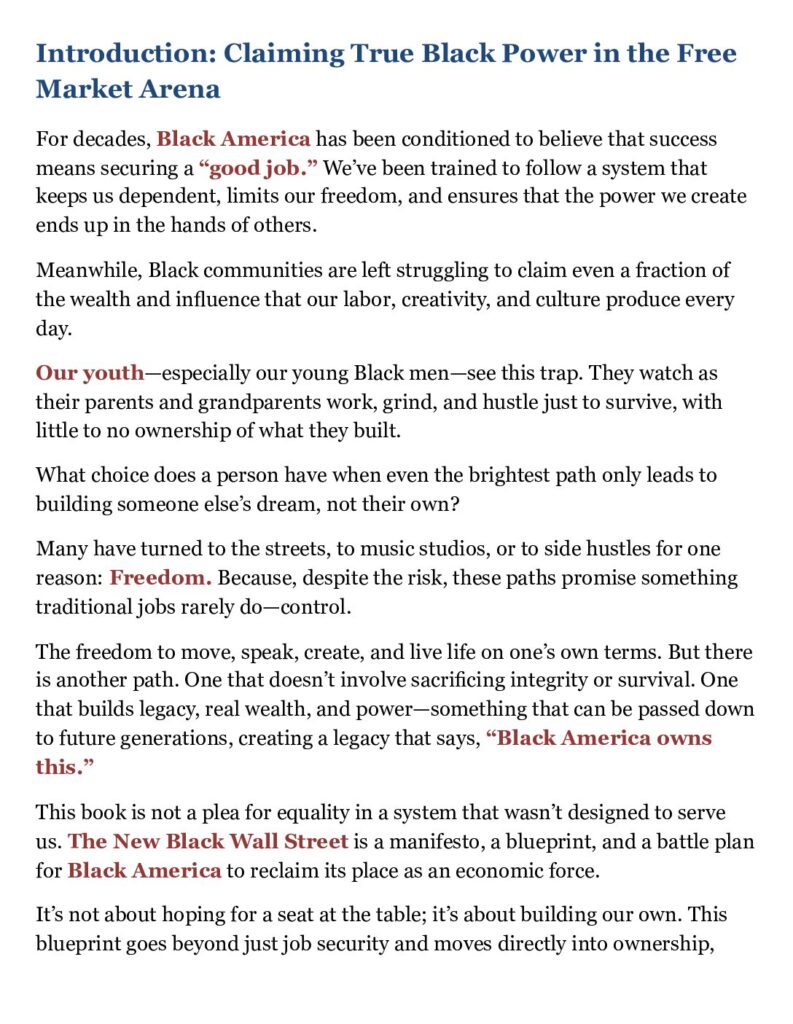 The New Black Wall Street: Sovereign Power, Wealth and Ownership for Black America