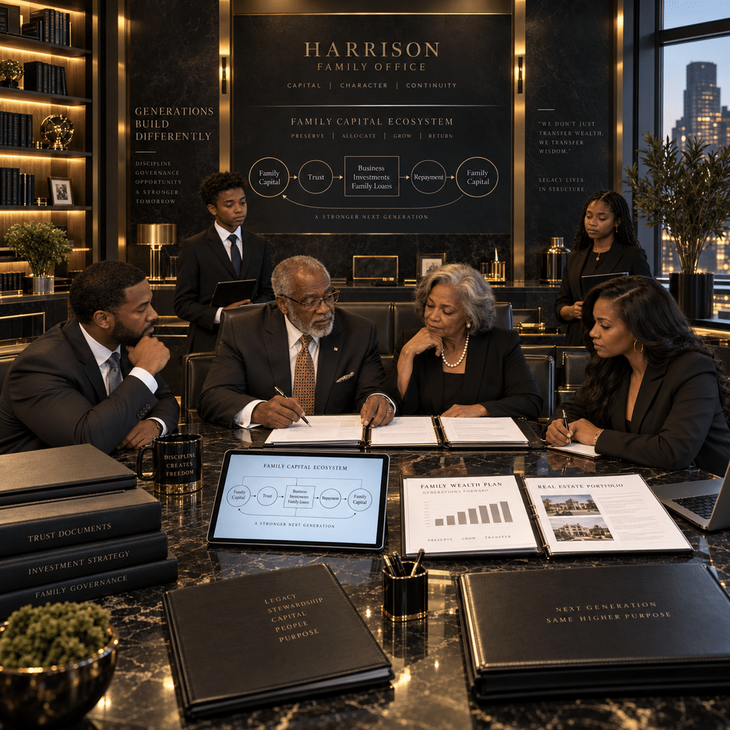 A Family Dynasty Internal Banking System organizes family capital around governance, productive lending, repayment, ownership, and long-term succession rather than one-time inheritance alone.